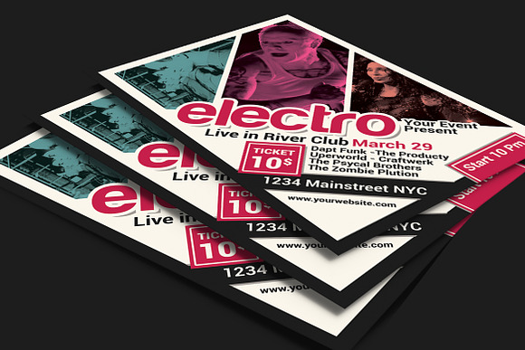 Electro Techno Music Flyer in Flyer Templates - product preview 2