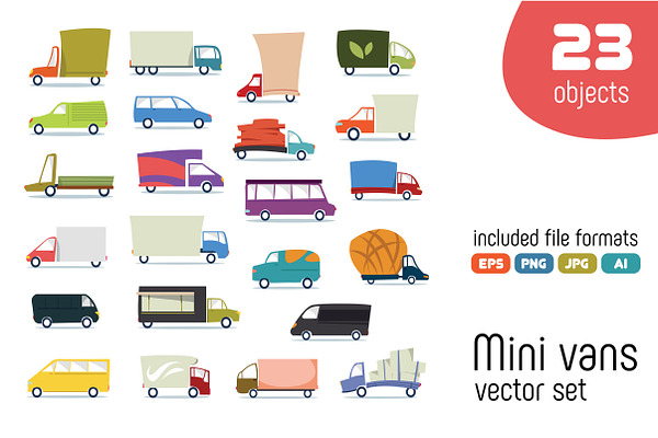 Mini vans vector set. 