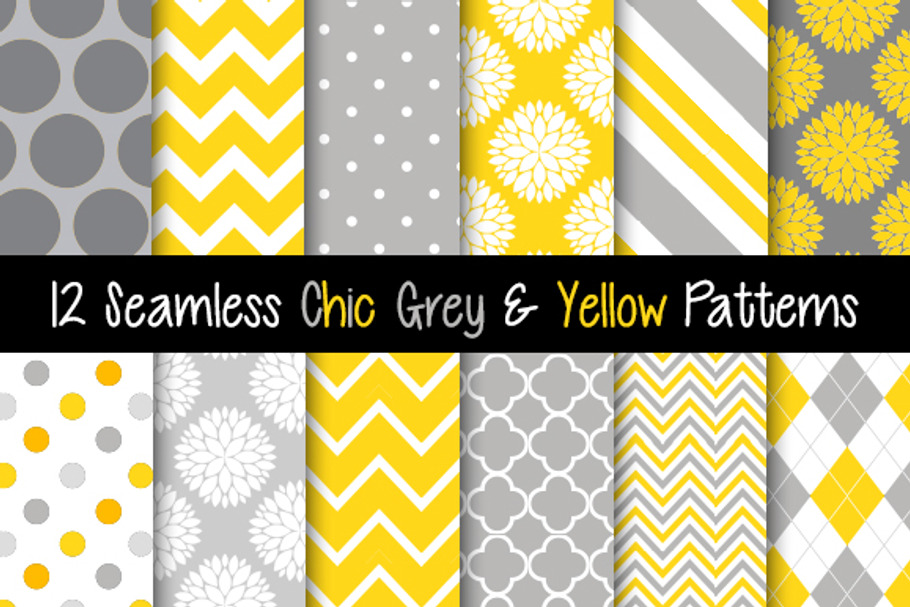 Seamless Chic Grey and Yellow Papers