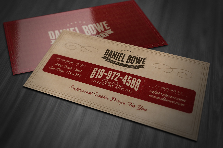 Vintage or Retro Business Card in Business Card Templates - product preview 8