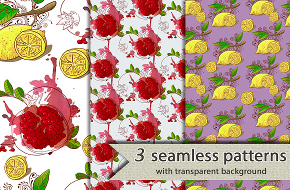 Lemons & Pomegranates in Patterns - product preview 1