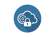 Secured Cloud Processing Icon. Flat Design.