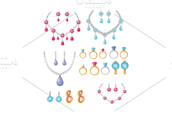 Beautiful Jewelry Accessories Icons Set