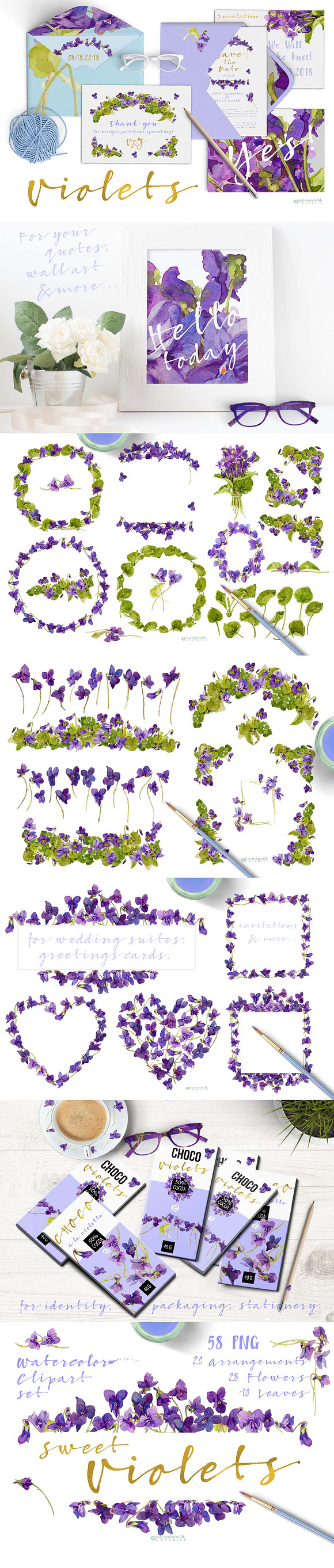 Sweet Violets in Illustrations - product preview 1