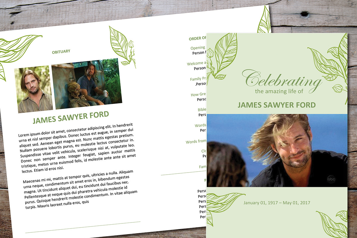Sleek Floral Funeral Program in Stationery Templates - product preview 8