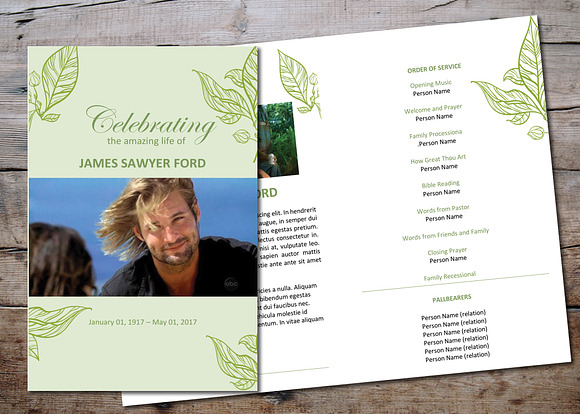 Sleek Floral Funeral Program in Stationery Templates - product preview 1