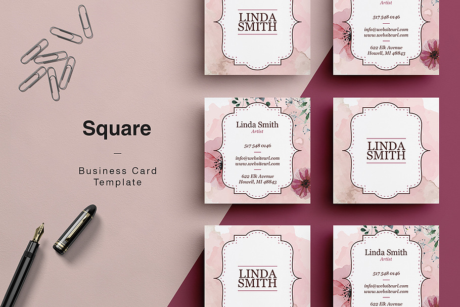 Square Business Card - Floral