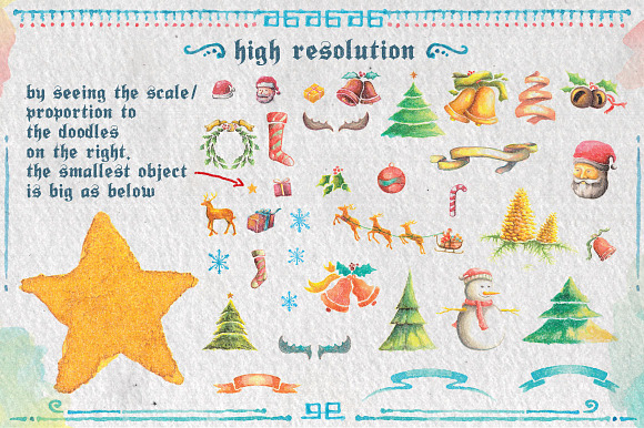 83 Watercolor Christmas Doodle in Objects - product preview 1