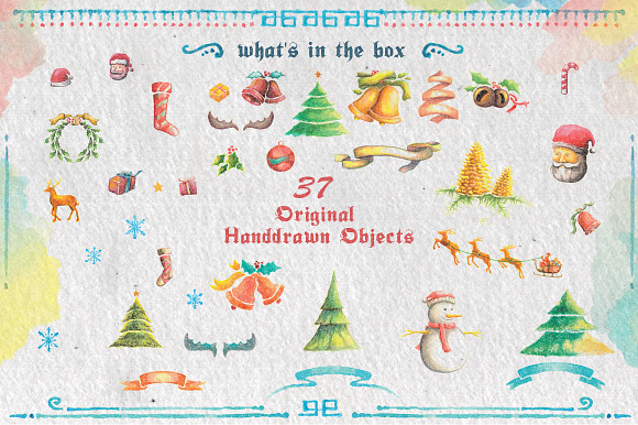 83 Watercolor Christmas Doodle in Objects - product preview 2