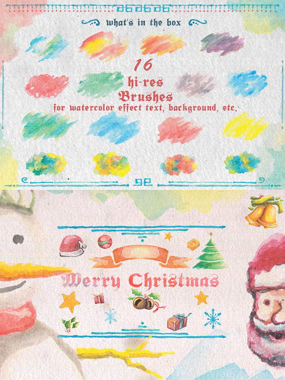 83 Watercolor Christmas Doodle in Objects - product preview 4