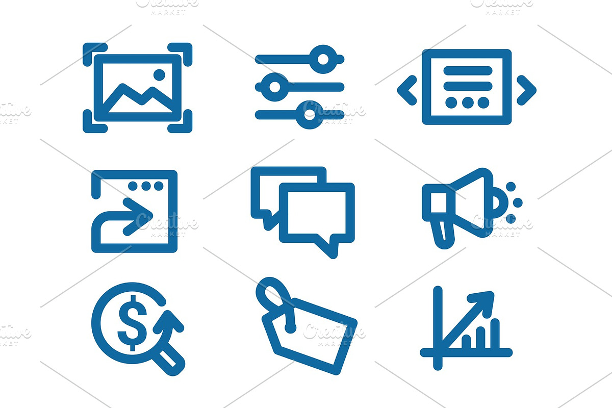 Set of icons on Internet marketing and interface elements in Illustrations - product preview 8