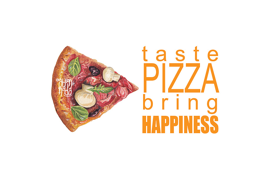 Pizza Watercolor Image in Illustrations - product preview 8