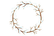 Winter frame with branches of tree and snow. Seasonal illustration