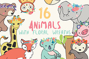 Animals with floral wreaths