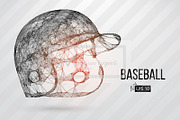 Silhouette of baseball helmet. Set
