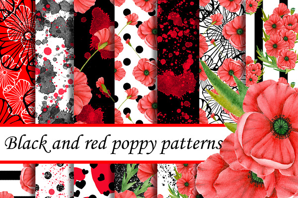 Red and black poppy paper 