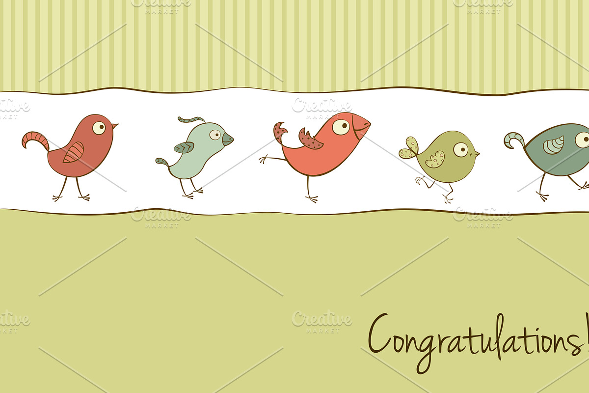 Funny birds greeting card in Illustrations - product preview 8