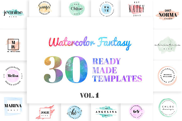 Watercolor Fantasy Logo Kit Vol. 1 in Logo Templates - product preview 5
