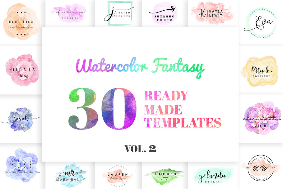 Watercolor Fantasy Logo Kit Vol. 2
