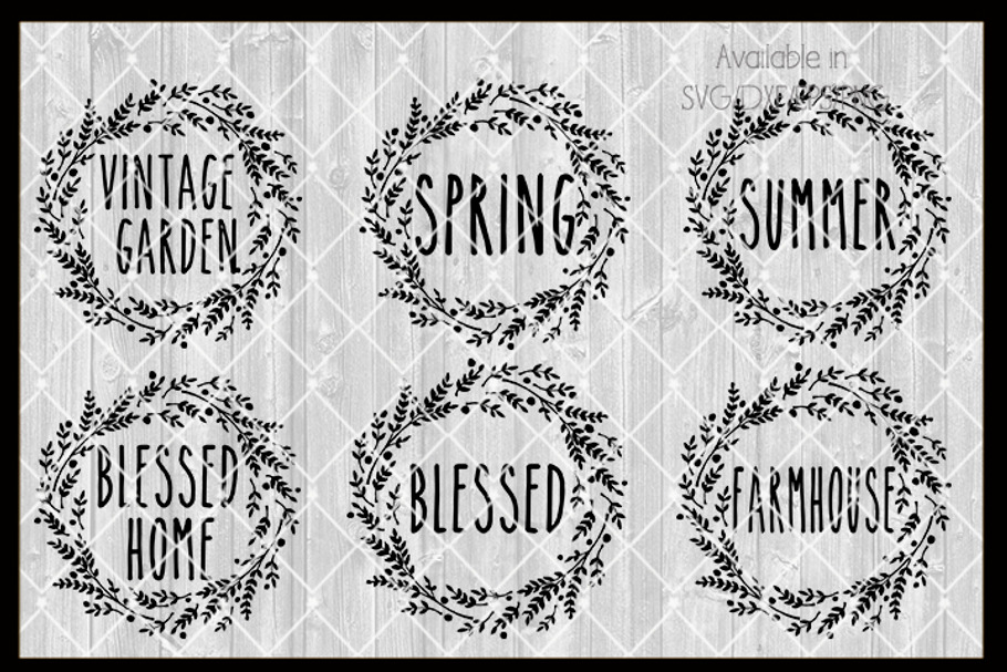 Farmhouse Wreaths a Set of 6 Quotes in Objects - product preview 8