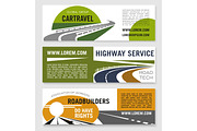 Road travel or construction company vector banners