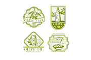 Olive oil vector icons for olives product labels