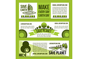 Vector banners for Save Earth and nature ecology
