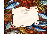 Vector template of blank paper for fish recipe