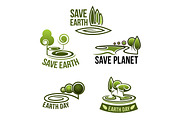 Vector icons for earth nature ecology environment