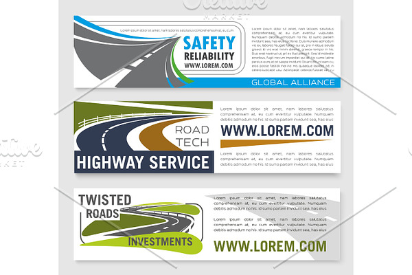 Vector banners of safety road construction company