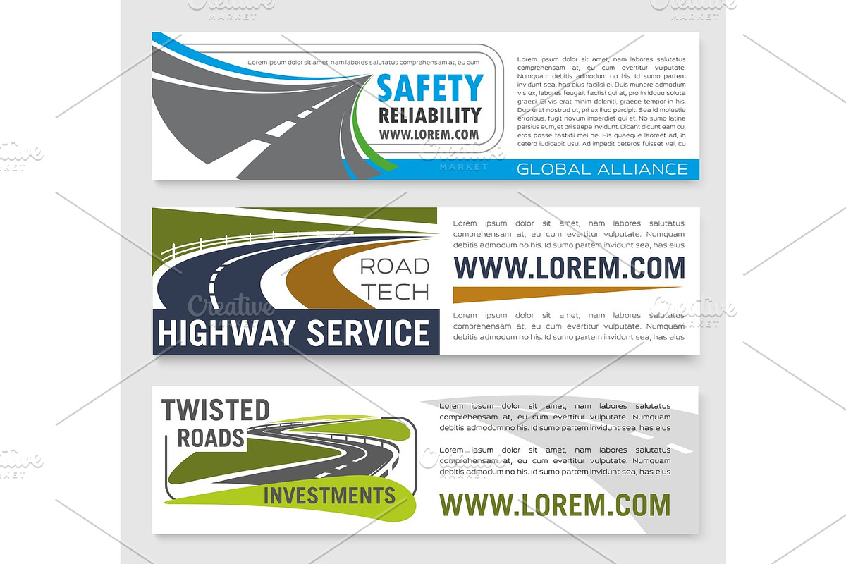 Vector banners of safety road construction company in Illustrations - product preview 8
