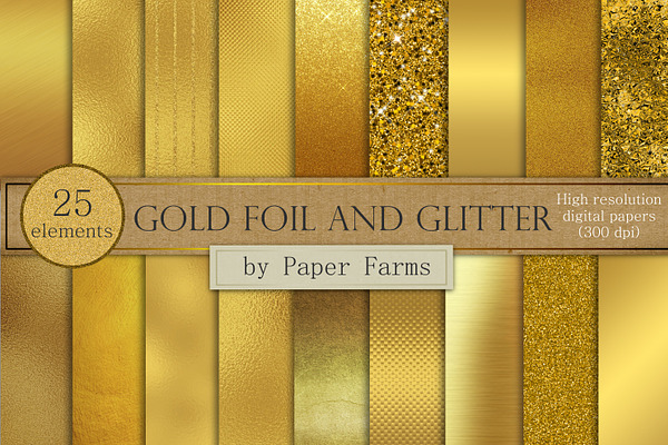 Gold foil and glitter