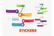 Vector diagram elements set with colour paper sticker icons