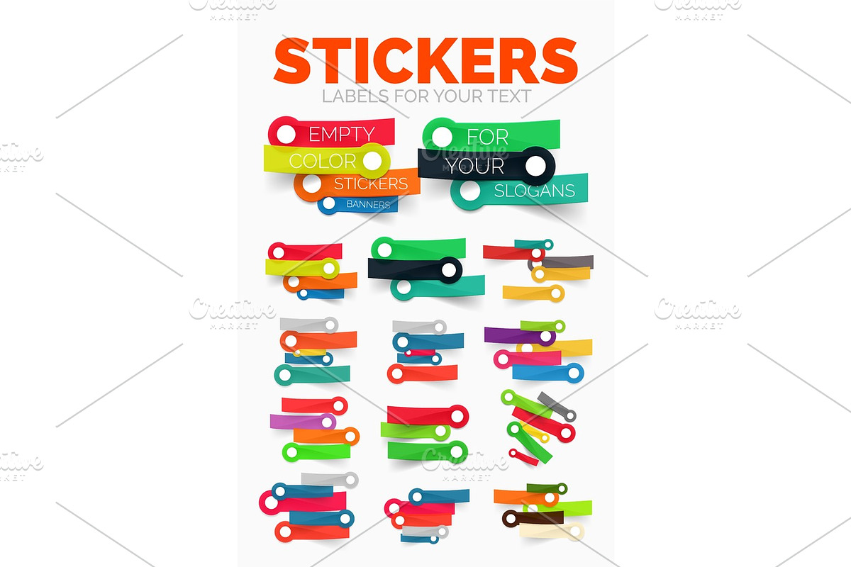 Vector design elements set of colour paper sticker icons in Objects - product preview 8