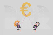 Business people  holding Euro Symbol