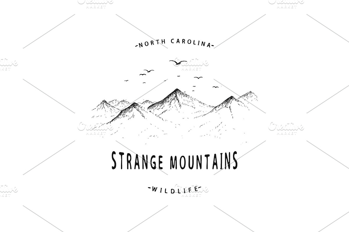 Old label with mountains in Illustrations - product preview 8