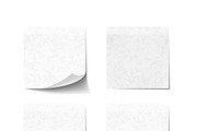 Set of blank white sticky notes