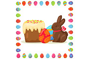 Tasty Easter Treats Illustration in Eggs Frame