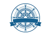 Ship Steering Wheel Logo. Vector.