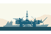 Offshore oil drilling rig and tanker
