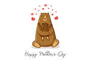 Cute cartoon bear with its baby, Mother's day card