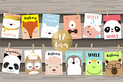 12 cute lovely design animal cards3#
