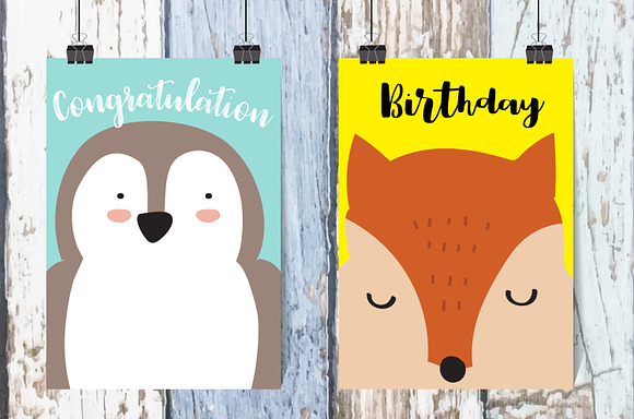 12 cute lovely design animal cards3# in Postcard Templates - product preview 3