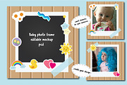 Baby photo frame editable mockup psd