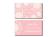 Pink business card with flowers
