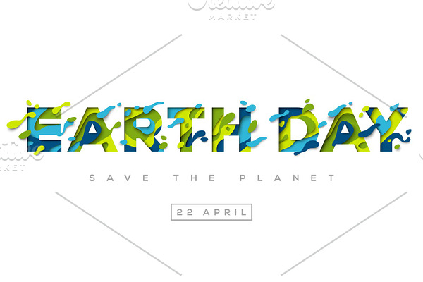 Happy Earth day typography design