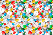 Different pills and capsules pattern