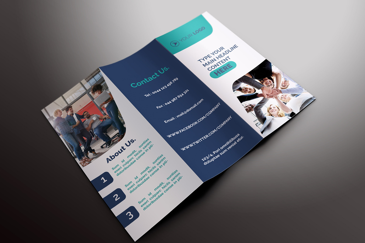 Business Tri-fold Brochures in Presentation Templates - product preview 8