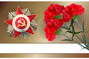 9 may retro carnation red flower victory day