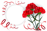Realistic red flower carnation greeting isolated